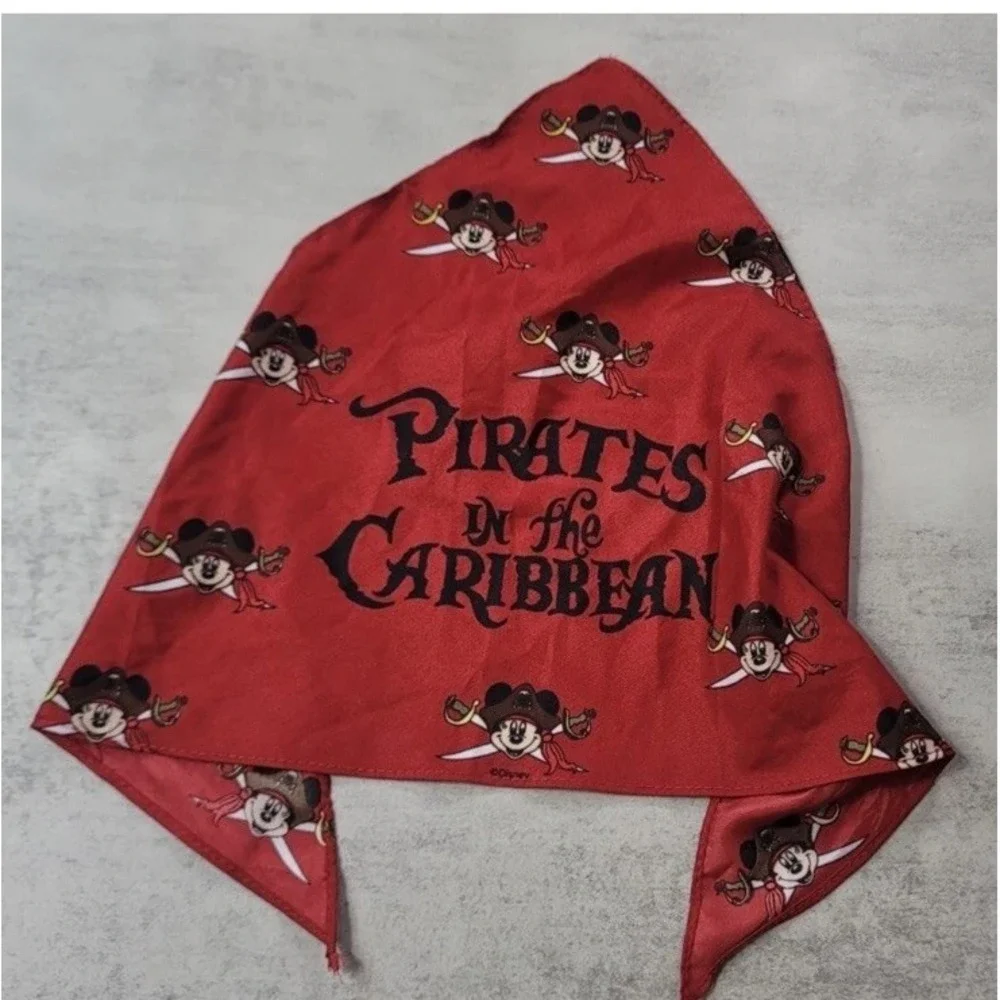 Disney Pirates of The Caribbean Red Bandanna Scarf Mickey Mouse Cruise Line